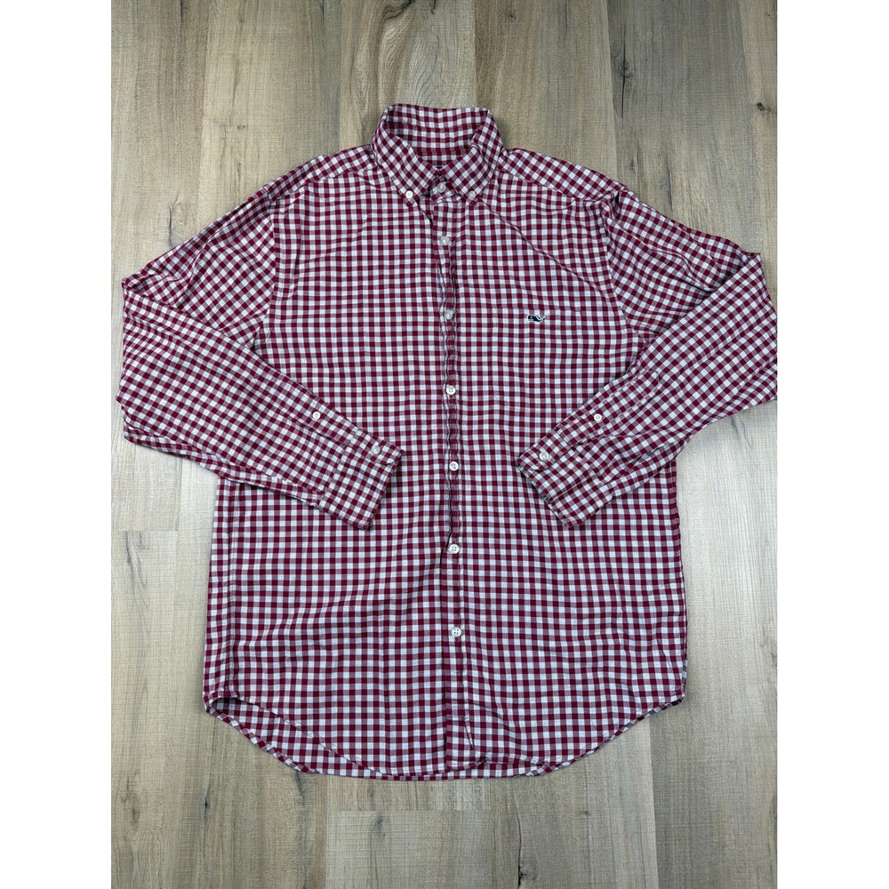 Vineyard Vines Mens Classic Fit Tucker Shirt Burgundy Gingham Cotton 1W3177 M